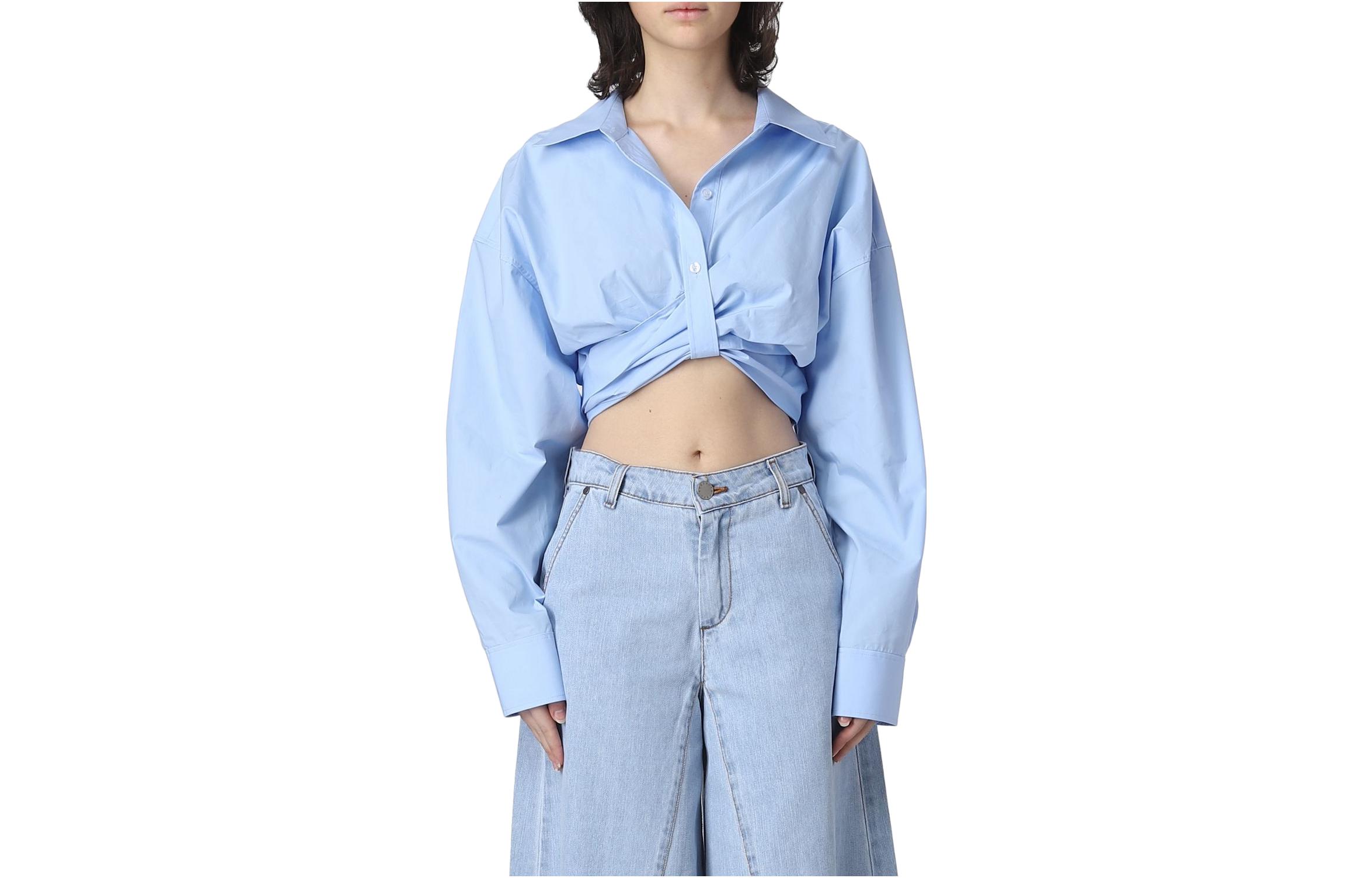 Order (W) アレキサンダーワン ソリッドカラー クロップド ロングスリーブトップ 4WC2231380-423