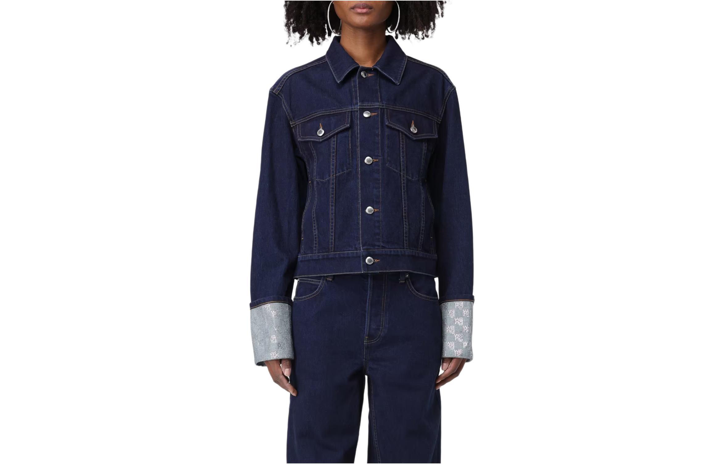 (Women) Alexander Wang  Solid Color Denim Jacket Blue 4DC1242251-462A