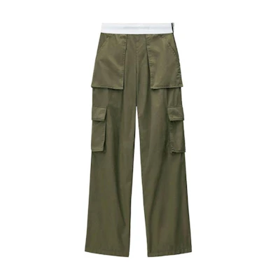 (Women) Alexander Wang Solid Color Elastic Waist Relaxed Straight Pants Green 1WC2244724-305