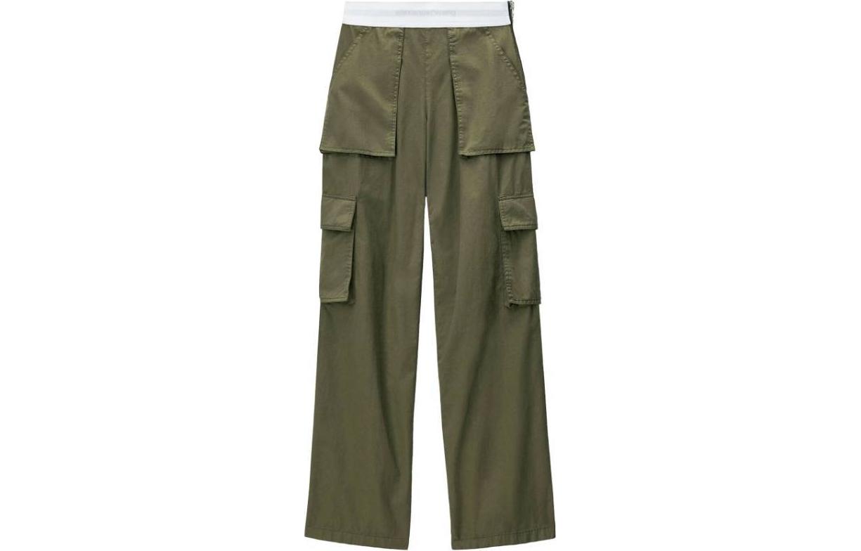 Order (W) アレキサンダー ワン ソリッドカラー エラスティックウエスト ストレートパンツ グリーン 1WC2244724-305