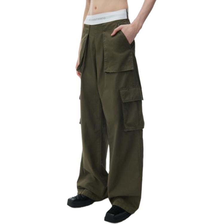 Purchase (W) アレキサンダー ワン ソリッドカラー エラスティックウエスト ストレートパンツ グリーン 1WC2244724-305