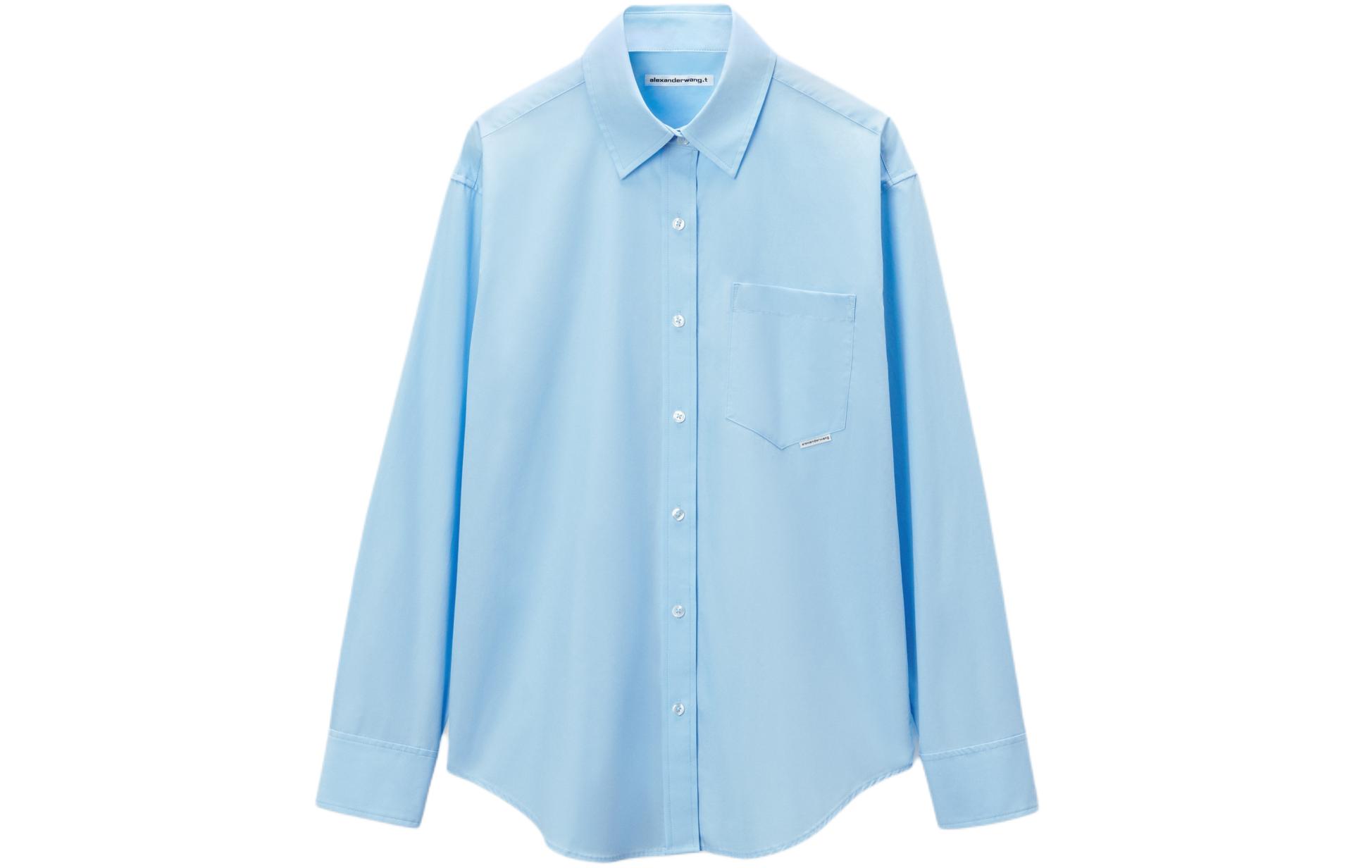 Order (W) 亚历山大王纯色蓝色长袖衬衫 4WC2241482-423