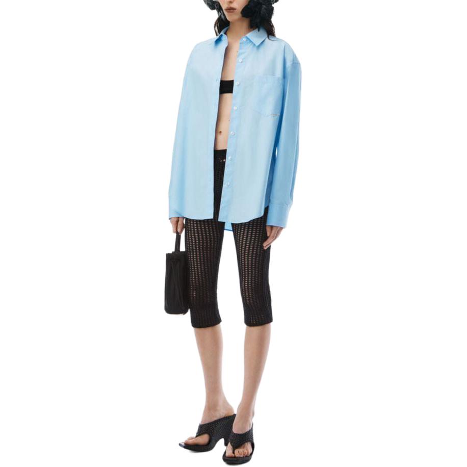 Lookbook (W) 亚历山大王纯色蓝色长袖衬衫 4WC2241482-423