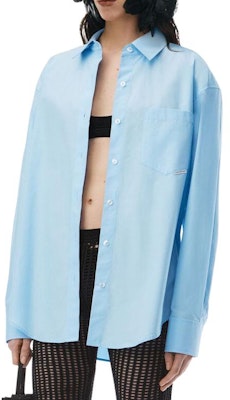 (Women) Alexander Wang Solid Color Long Sleeve Shirt Blue 4WC2241482-423 Purchase (Women) Alexander Wang Solid Color Long Sleeve Shirt Blue 4WC2241482-423