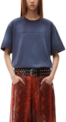 (W) 알렉산더왕 퍼플 크루넥 반팔 티셔츠 솔리드 컬러. UCC4231666-506 Lookbook (W) 알렉산더왕 퍼플 크루넥 반팔 티셔츠 솔리드 컬러. UCC4231666-506