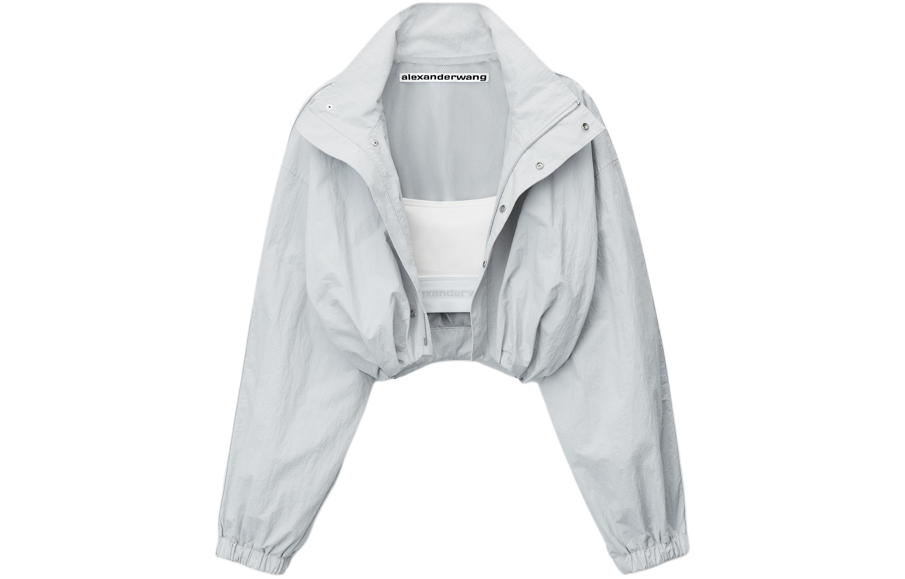 (Women) Alexander Wang  Solid Color Stand Collar Long Sleeve Jacket Gray Blue 1WC1242523-073