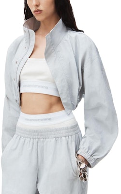 (W) Alexander Wang Jaket Lengan Panjang Warna Kelabu Biru dengan Kolar Berdiri 1WC1242523-073 Purchase (W) Alexander Wang Jaket Lengan Panjang Warna Kelabu Biru dengan Kolar Berdiri 1WC1242523-073