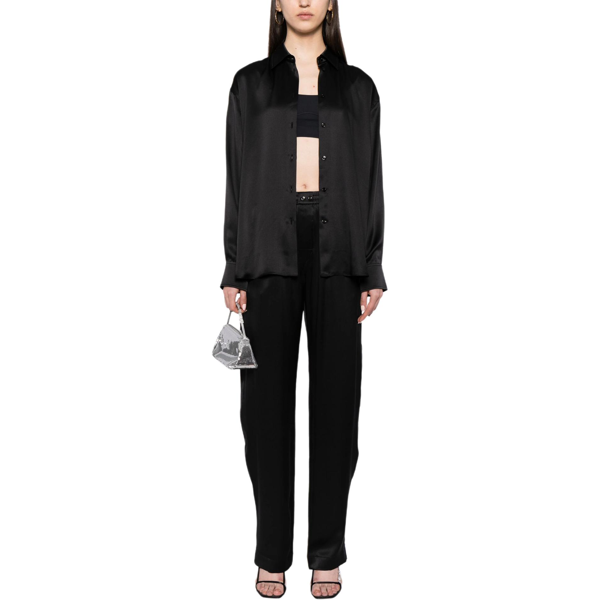 Lookbook (Women) Alexander Wang  Solid High-Waisted Straight-Leg Casual Pants Black 1WC2244723-001
