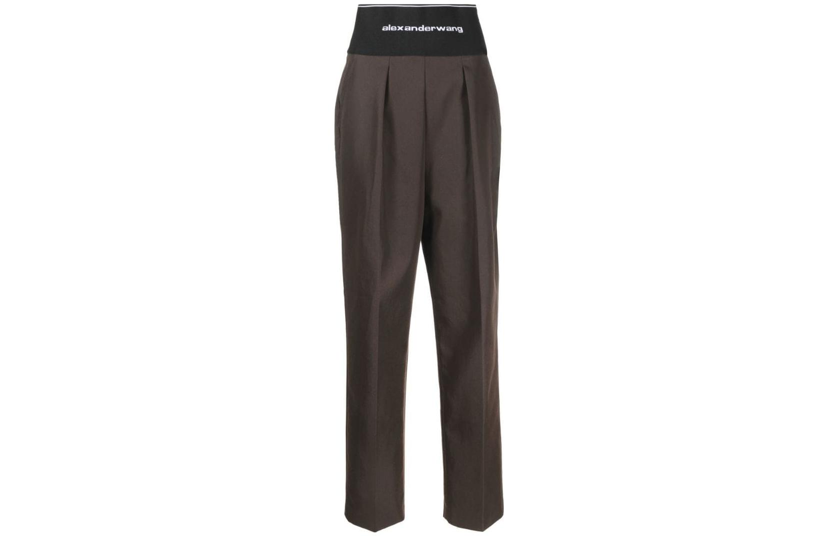 (Women) Alexander Wang  Solid Logo Waistband Casual Pants - Chocolate Brown. 1WC1224449-204