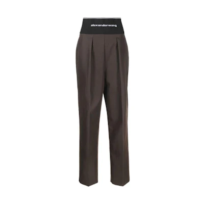 (Women) Alexander Wang Solid Logo Waistband Casual Pants - Chocolate Brown. 1WC1224449-204
