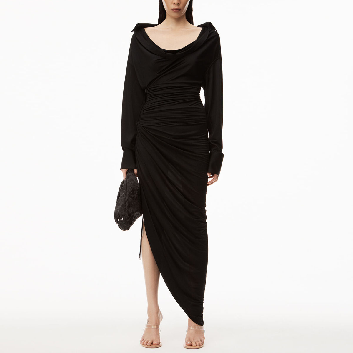 (Women) Alexander Wang  Solid Sheer Knit Asymmetric Long Sleeve Dress. 1CC2236571-001 圖 3
