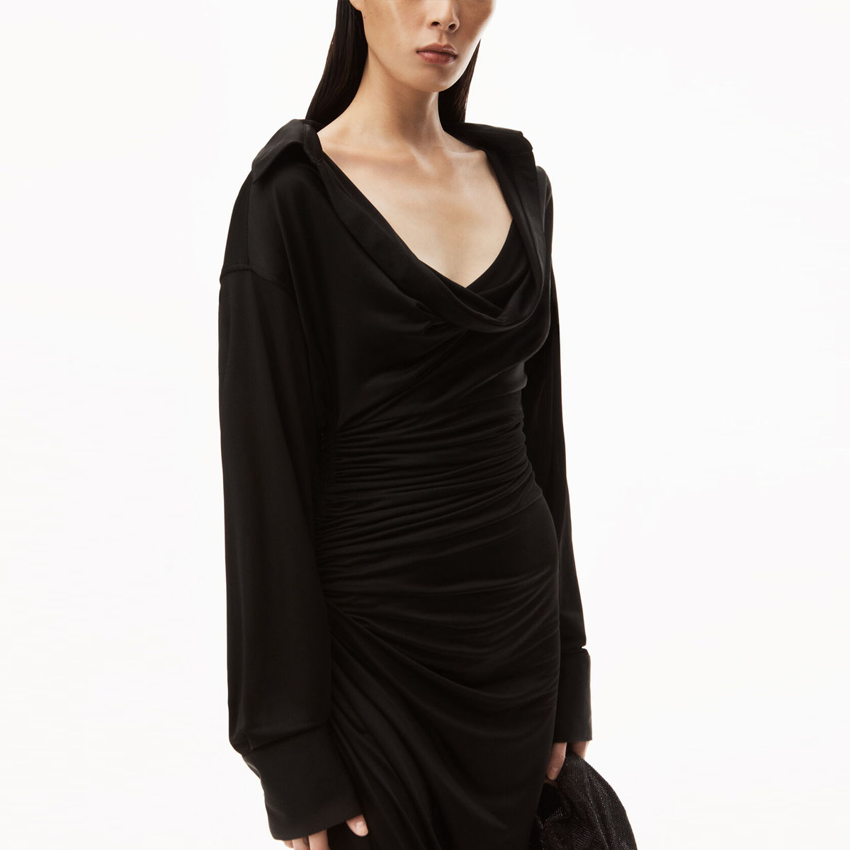(Women) Alexander Wang  Solid Sheer Knit Asymmetric Long Sleeve Dress. 1CC2236571-001 圖 5