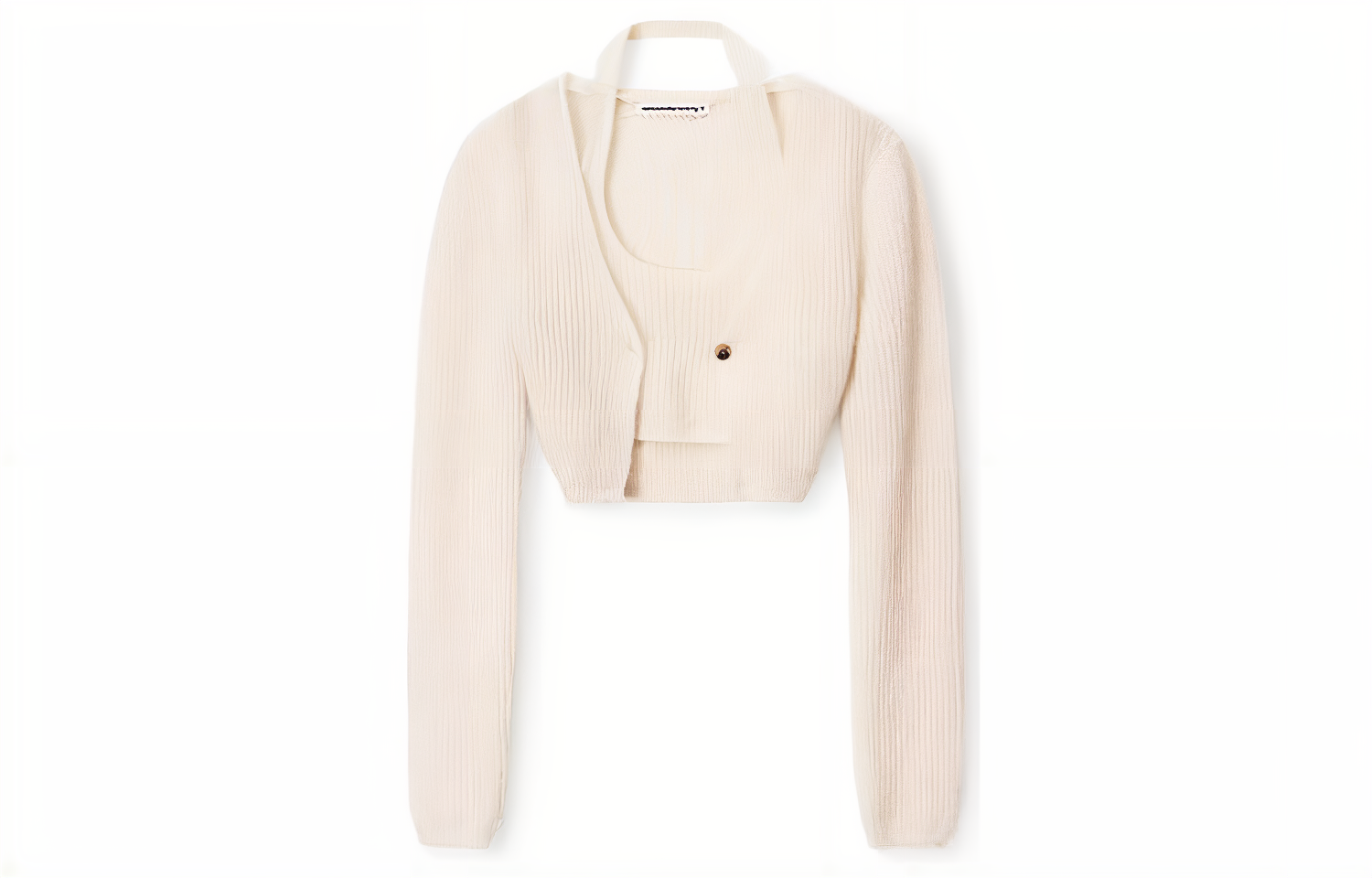 (Women) Alexander Wang  Solid V-Neck Fitted Pullover Knit Sweater - Off White 4KC3221021-104