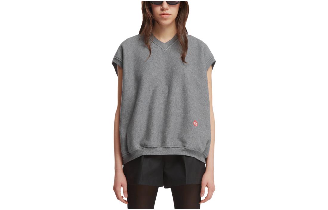 (Women) Alexander Wang  Solid V-Neck Logo Tank Top Grey. UCC1241677-079