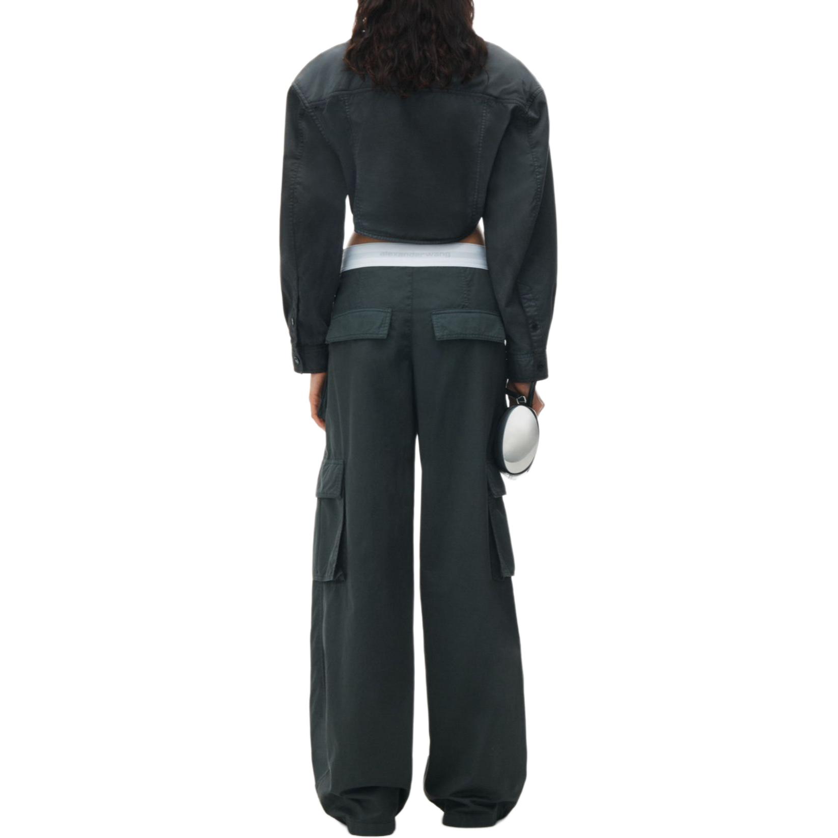 Shop (W) Alexander Wang Pantalones Negros Anchos de Carga. 1WC22447240-12A