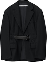 (Women) Alexander Wang SS24 Black Wool Canvas Belted Long Sleeve Blazer 1WC1242520-001 (Women) Alexander Wang SS24 Black Wool Canvas Belted Long Sleeve Blazer 1WC1242520-001