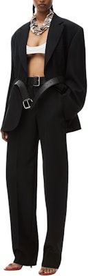 (W) Alexander Wang SS24 Jaket Blazer Hitam Berkanvas Wool Lengan Panjang dengan Tali Pinggang 1WC1242520-001 Lookbook (W) Alexander Wang SS24 Jaket Blazer Hitam Berkanvas Wool Lengan Panjang dengan Tali Pinggang 1WC1242520-001