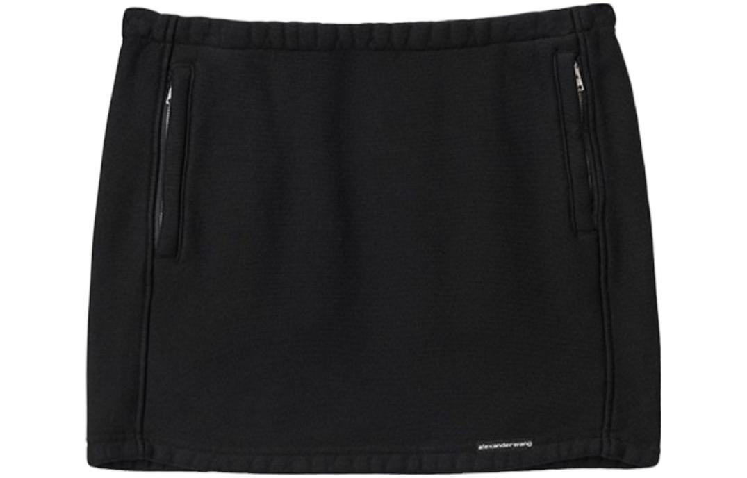 (Women) Alexander Wang  SS24 Minimalist Black Terry Classic Pocket Casual Skirt. 4CC1245056-BLACK