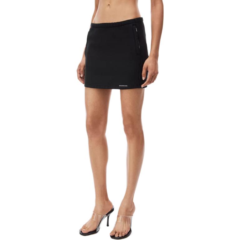 Shop (W) Alexander Wang SS24 Rok Kasual Minimalis Hitam Terry Pocket Klasik. 4CC1245056-BLACK