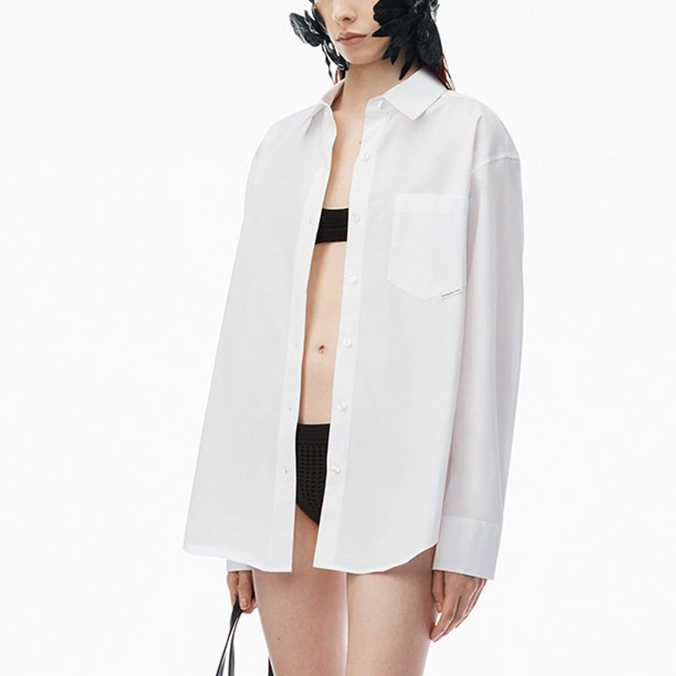 Lookbook (W) アレキサンダーワン SS24 ホワイト 無地 カジュアル 長袖シャツ. 4WC2241482-White