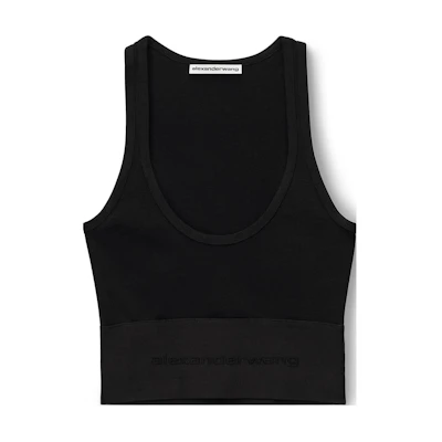 (Women) Alexander Wang Stretch Low-Neck Tank Top Black FW23. 1KC1241049-001