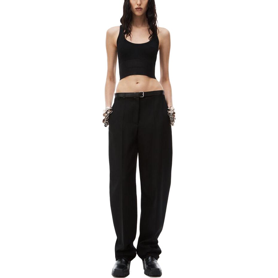 Lookbook (W) Alexander Wang Baju Tank Leher Rendah Regang Hitam FW23. 1KC1241049-001