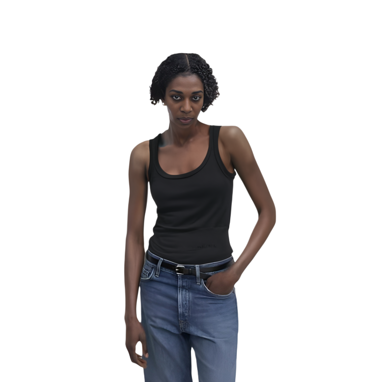 Details for (W) Alexander Wang Baju Tank Leher Rendah Regang Hitam FW23. 1KC1241049-001