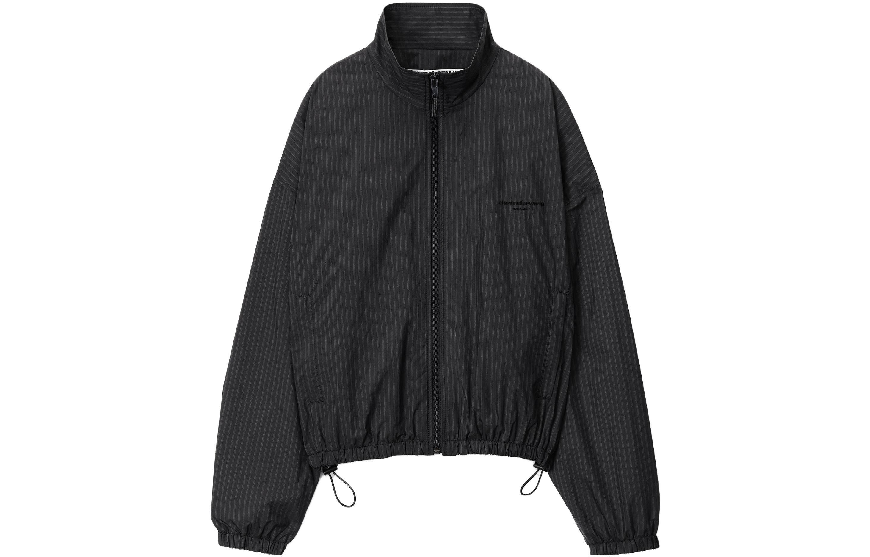 Order (W) Alexander Wang Jaket Logo Bordir Garis Hitam 1WC4232489-009