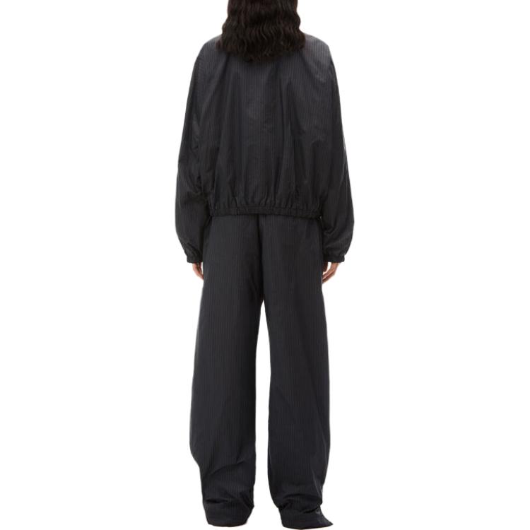 Shop (W) Alexander Wang Jaket Logo Bordir Garis Hitam 1WC4232489-009