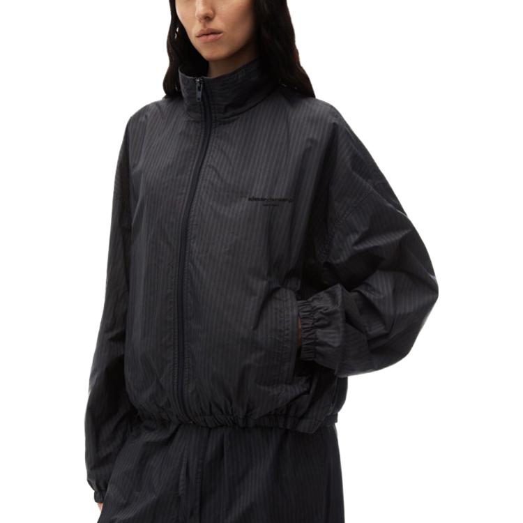 Purchase (W) Alexander Wang Jaket Logo Bordir Garis Hitam 1WC4232489-009