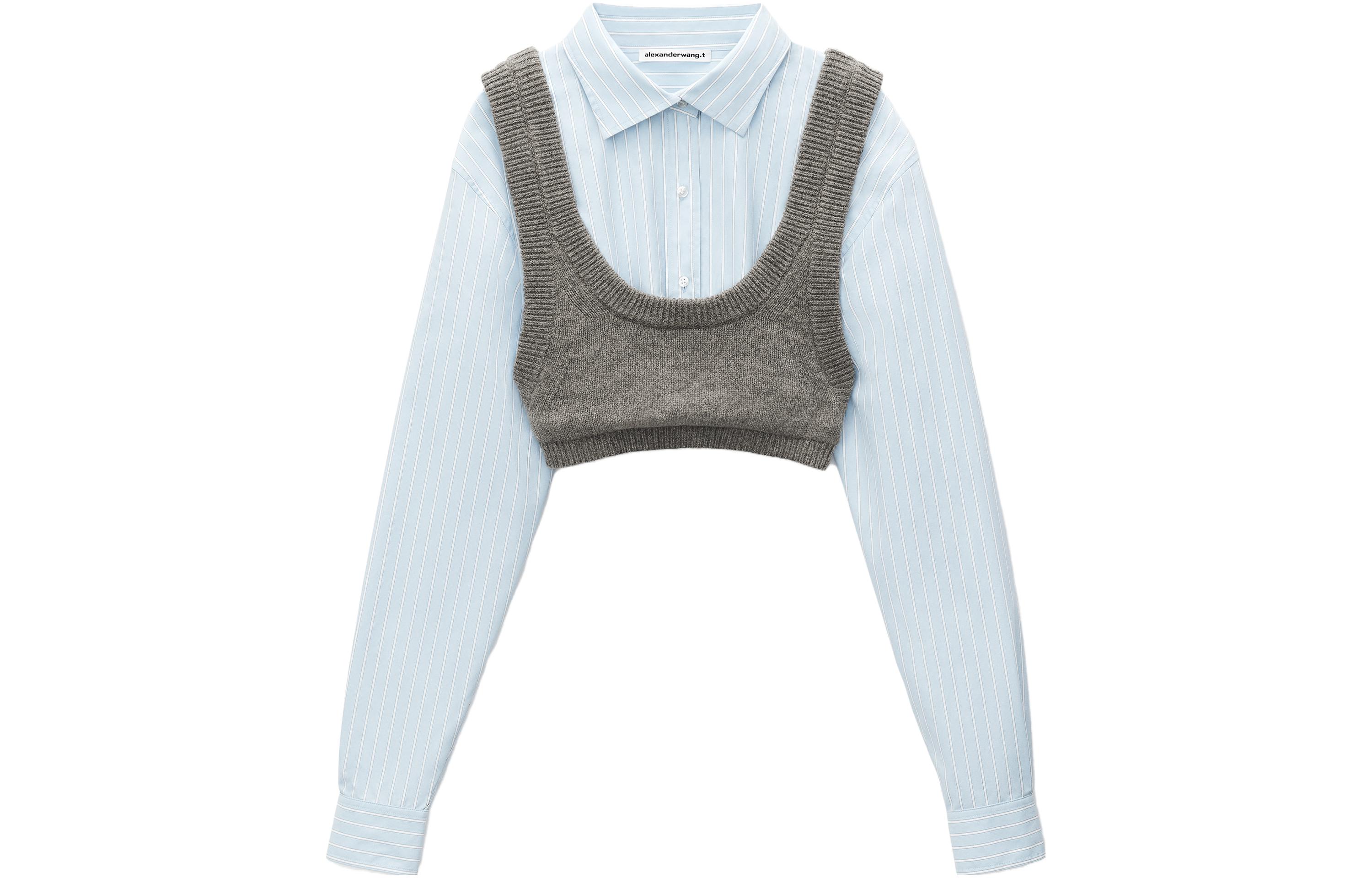 (Women) Alexander Wang  Striped Knit Camisole and Square Neck Shirt Set 4KC3231011-030