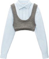 (Women) Alexander Wang Striped Knit Camisole and Square Neck Shirt Set 4KC3231011-030 (Women) Alexander Wang Striped Knit Camisole and Square Neck Shirt Set 4KC3231011-030