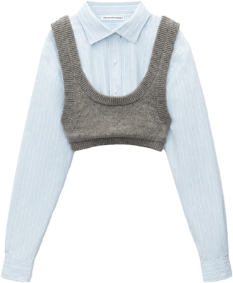 (Women) Alexander Wang Striped Knit Camisole and Square Neck Shirt Set 4KC3231011-030 Order (Women) Alexander Wang Striped Knit Camisole and Square Neck Shirt Set 4KC3231011-030