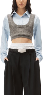 (Women) Alexander Wang Striped Knit Camisole and Square Neck Shirt Set 4KC3231011-030 Purchase (Women) Alexander Wang Striped Knit Camisole and Square Neck Shirt Set 4KC3231011-030