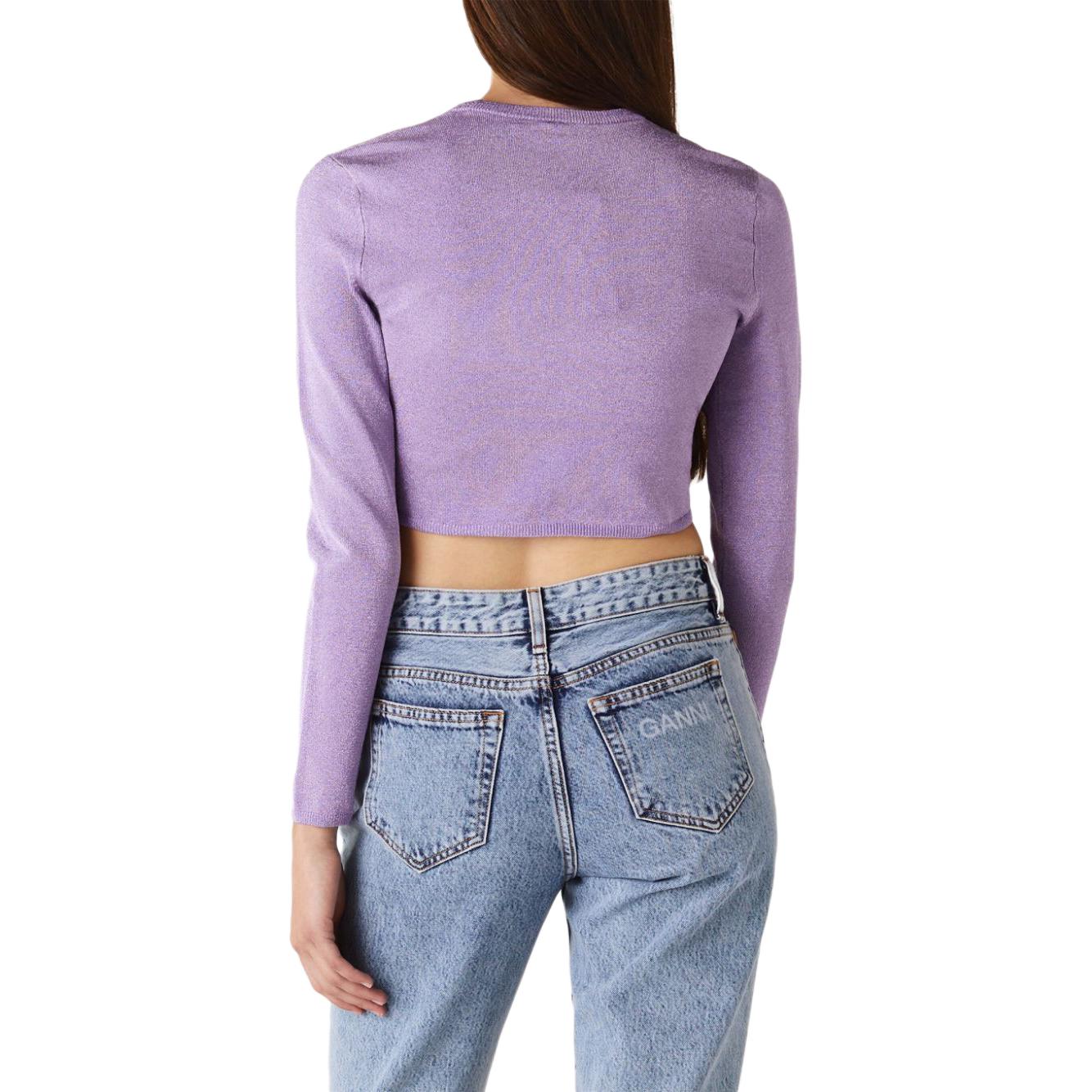 Shop (W) Alexander Wang V-Neck Knit Top Logo Bordir Ungu Anggur. 4KC3233019544