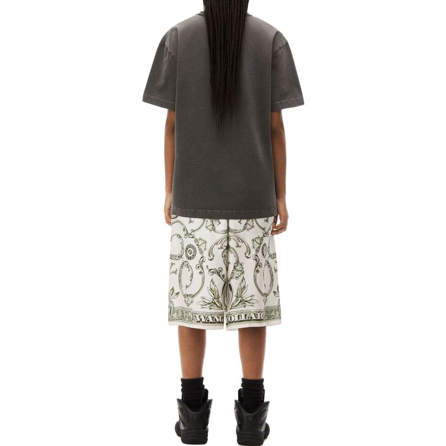 Lookbook (W) Alexander Wang Baju T Hitam Pudar Corak Logo Hati Lengan Pendek. UCC4231672-011