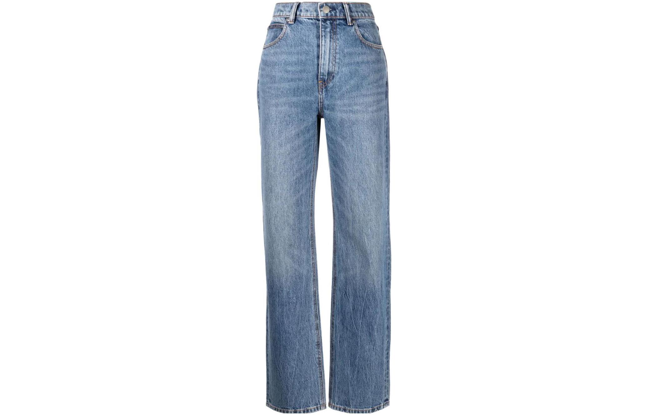 (Women) Alexander Wang  Washed Distressed Straight-Leg Jeans Blue 4DC3234174