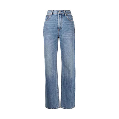 (Women) Alexander Wang Washed Distressed Straight-Leg Jeans Blue 4DC3234174
