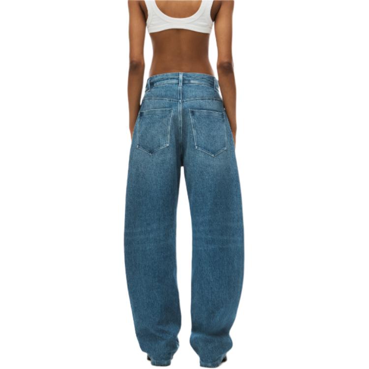 Shop (W) アレキサンダーワン ウォッシュド ワイドレッグ ランタン ミッドライズ ジーンズ インディゴ SS24 1WC1244236-473
