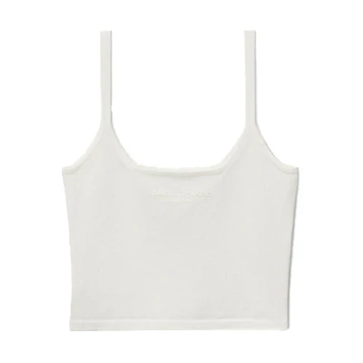 (Women) Alexander Wang White Cropped Tank Top with Logo. 4KC2231028-104