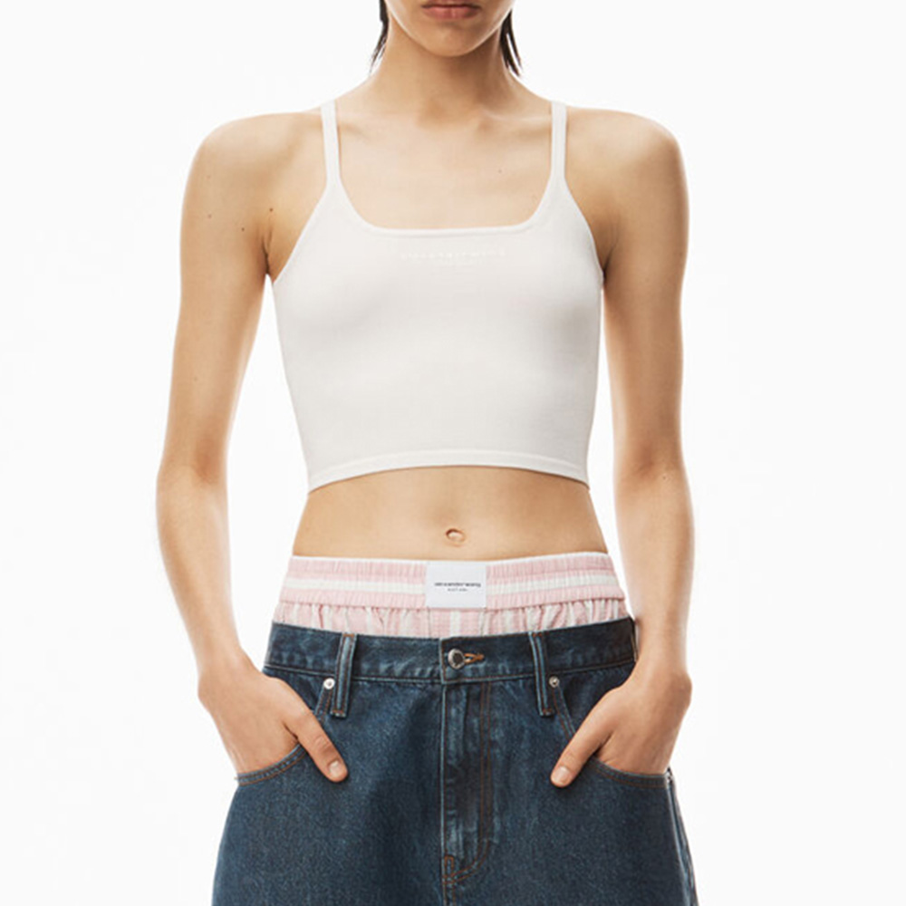 Lookbook (Women) Alexander Wang  White Cropped Tank Top with Logo. 4KC2231028-104