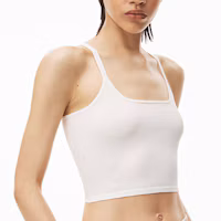 Shop (W) Alexander Wang Tank Top Putih Crop dengan Logo. 4KC2231028-104