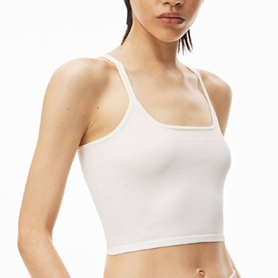(Women) Alexander Wang White Cropped Tank Top with Logo. 4KC2231028-104 Shop (Women) Alexander Wang White Cropped Tank Top with Logo. 4KC2231028-104