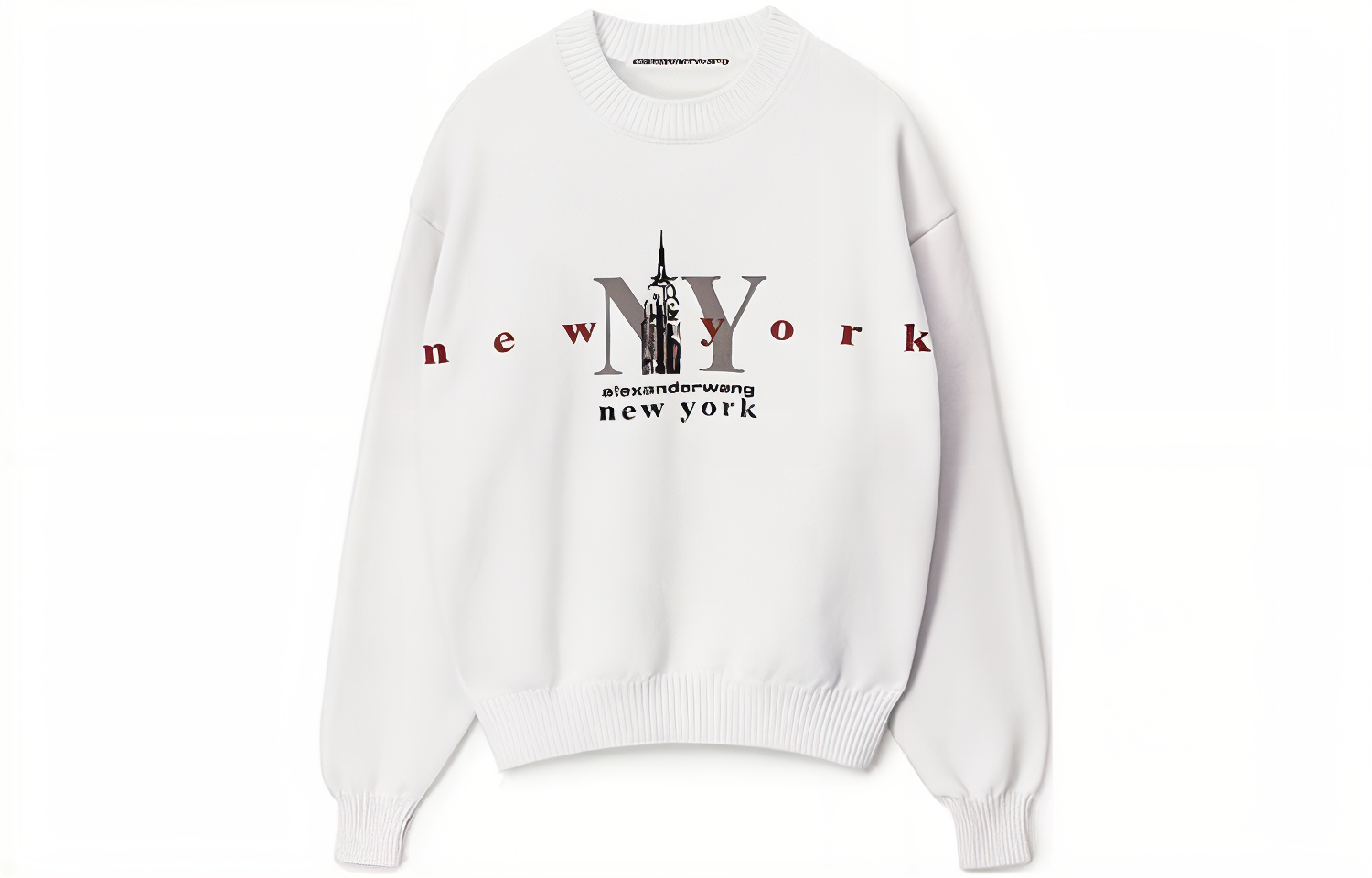 (Women) Alexander Wang  White Letter Print Knitted Pullover Sweater. 1KC3231063100