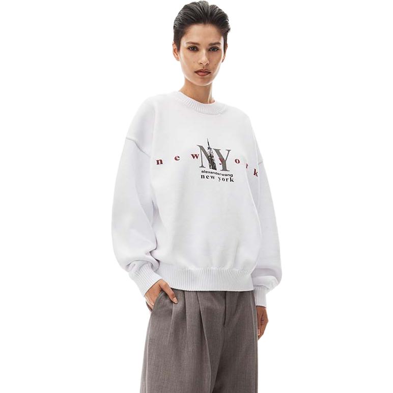 Lookbook (W) 알렉산더 왕 화이트 레터 프린트 니트 풀오버 스웨터. 1KC3231063100