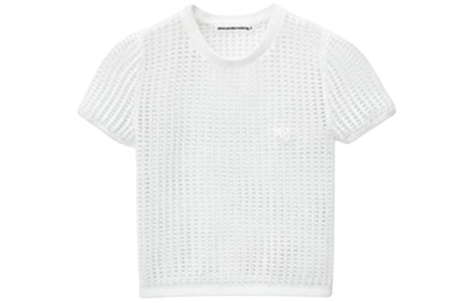Buy (W) 亚历山大王 白色标志装饰短袖针织T恤 SS24 4KC2241018-White