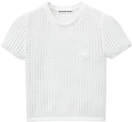 (W) 亚历山大王 白色标志装饰短袖针织T恤 SS24 4KC2241018-White Buy (W) 亚历山大王 白色标志装饰短袖针织T恤 SS24 4KC2241018-White