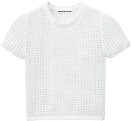 (W) 亚历山大王 白色标志装饰短袖针织T恤 SS24 4KC2241018-White Order (W) 亚历山大王 白色标志装饰短袖针织T恤 SS24 4KC2241018-White