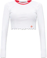 (Women) Alexander Wang White Long-Sleeve Cropped T-Shirt 4CC1241443-100 (Women) Alexander Wang White Long-Sleeve Cropped T-Shirt 4CC1241443-100