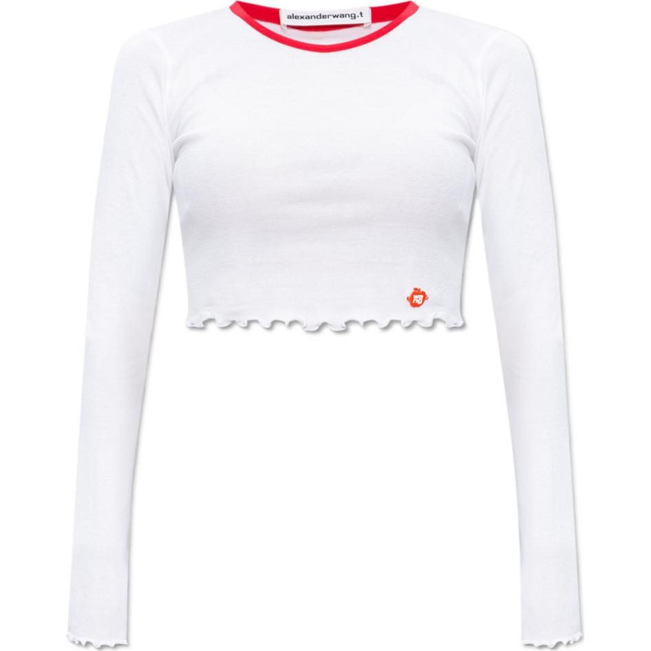 (Women) Alexander Wang  White Long-Sleeve Cropped T-Shirt 4CC1241443-100 圖 2